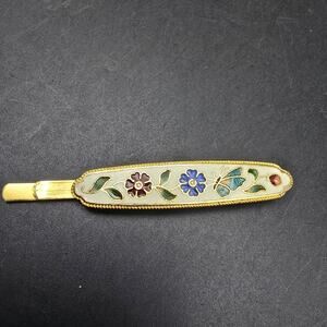 Men's Cloisonne Enamel Flower Tie Clip Tie Tack Vintage